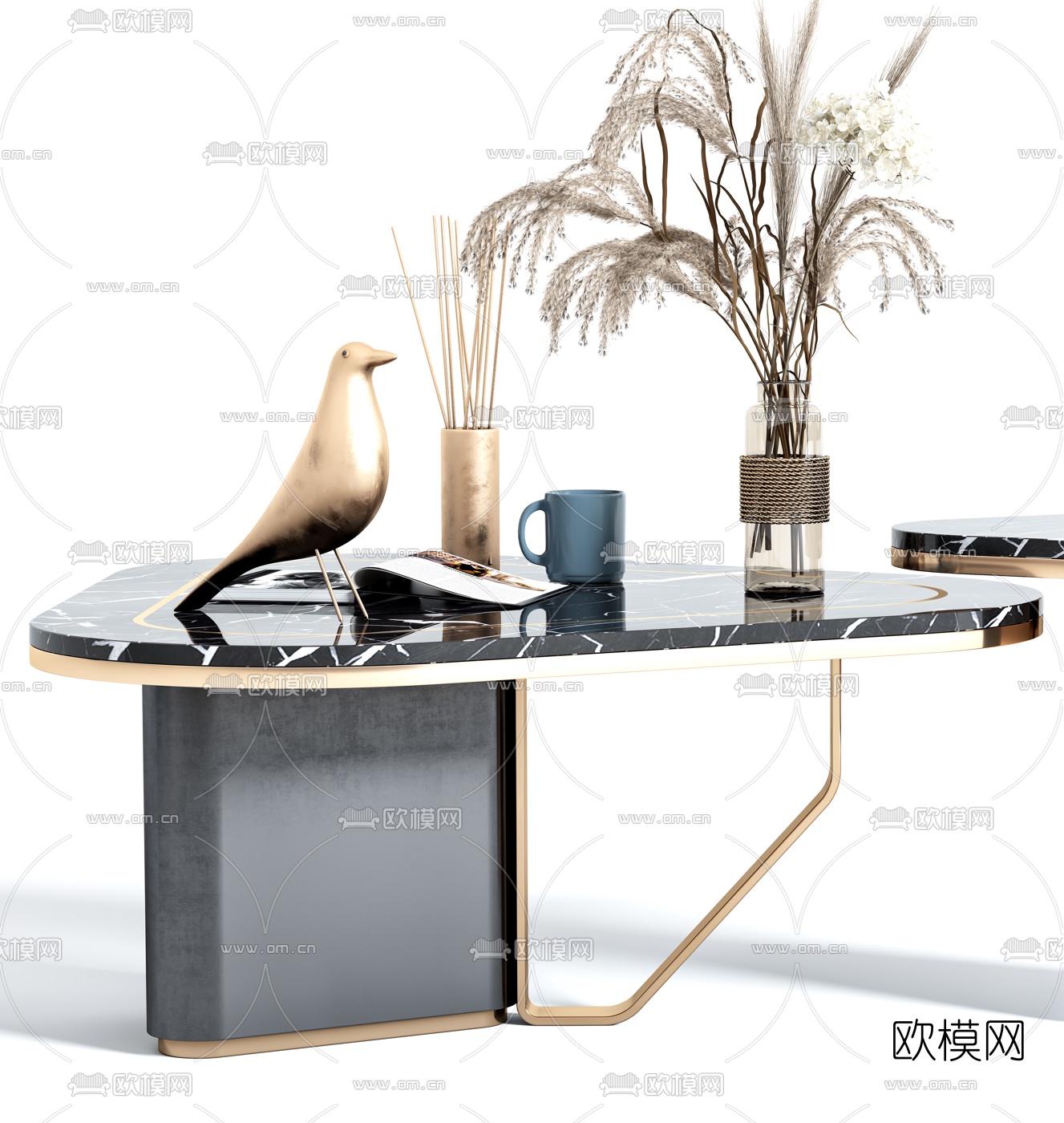 现代大理石茶几3d模型