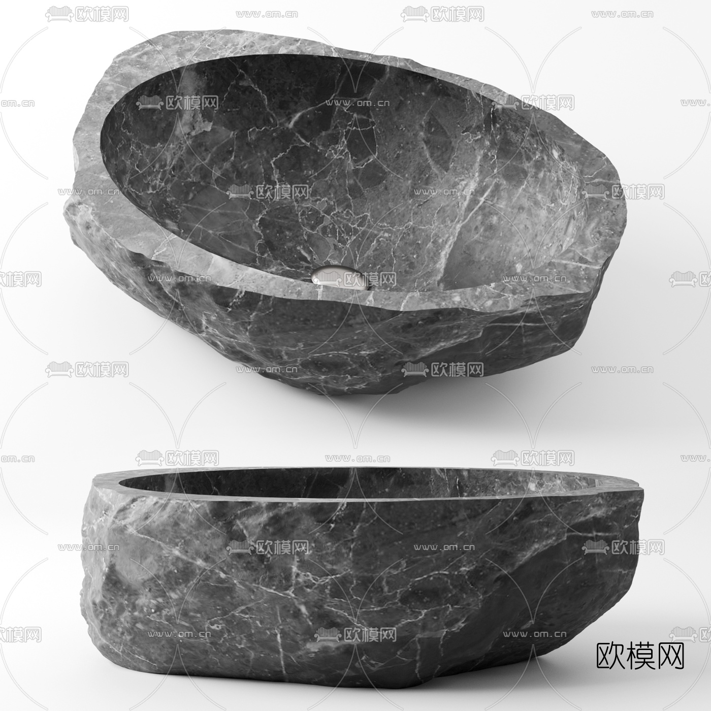 自然风石头洗手盆3d模型