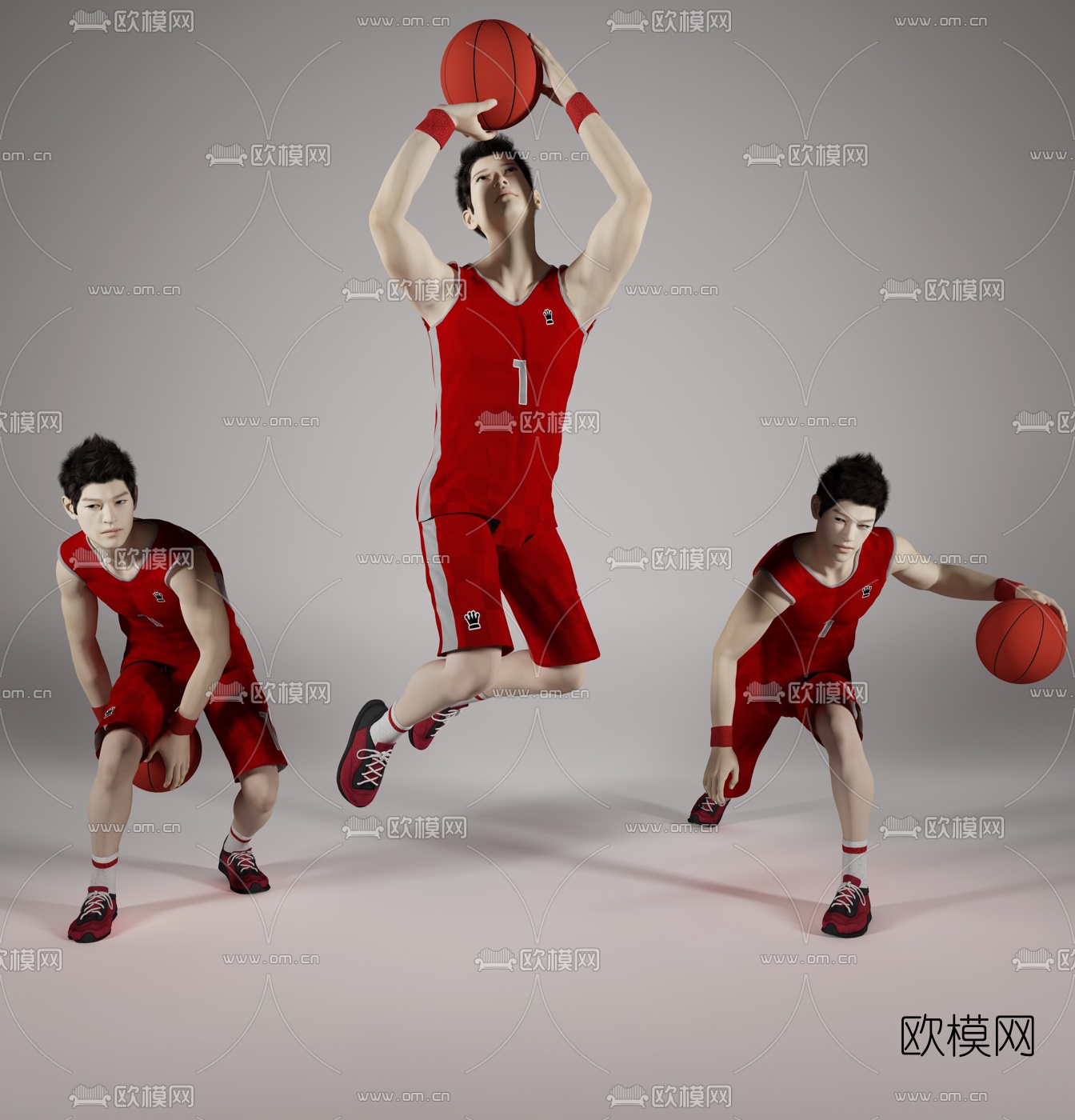 现代篮球运动人物3d模型