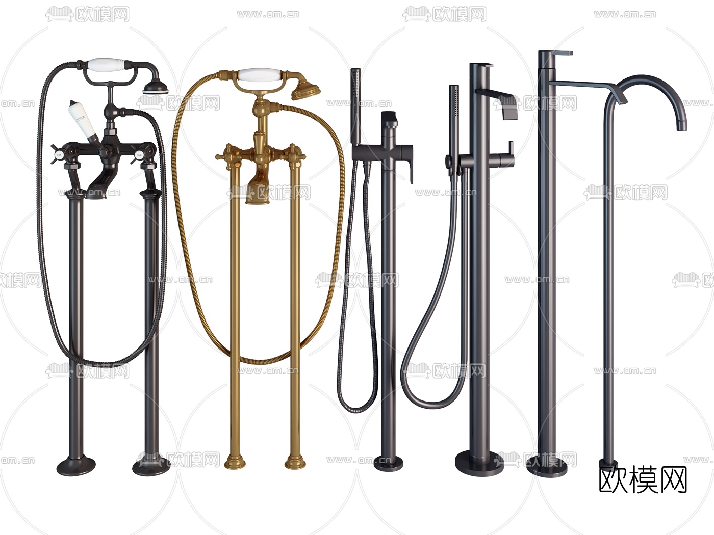 现代落地式水龙头花洒3d模型下载