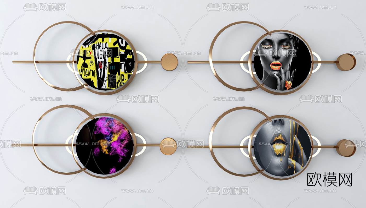 现代轻奢墙饰挂件3d模型下载