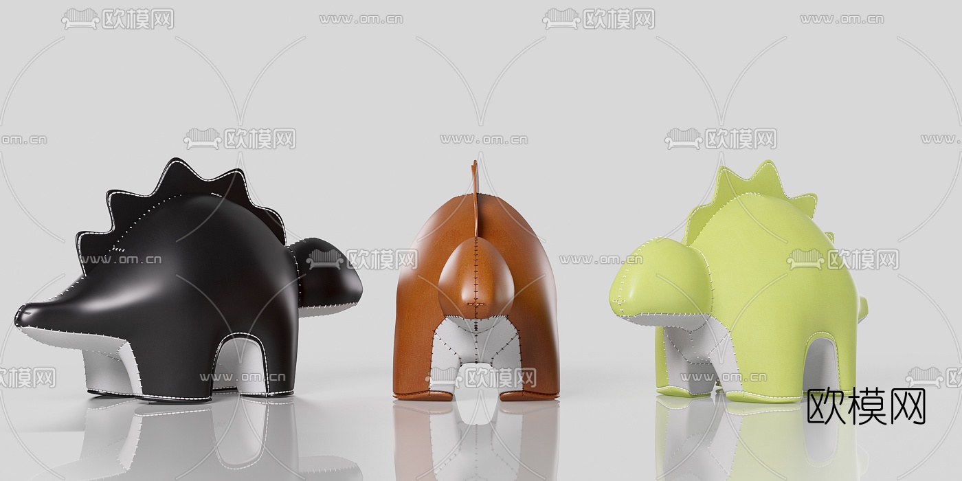 现代动物手工皮质儿童座椅3d模型下载（渲染图2）