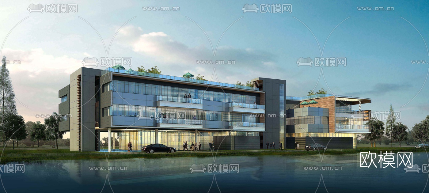现代办公楼建筑外观3d模型下载