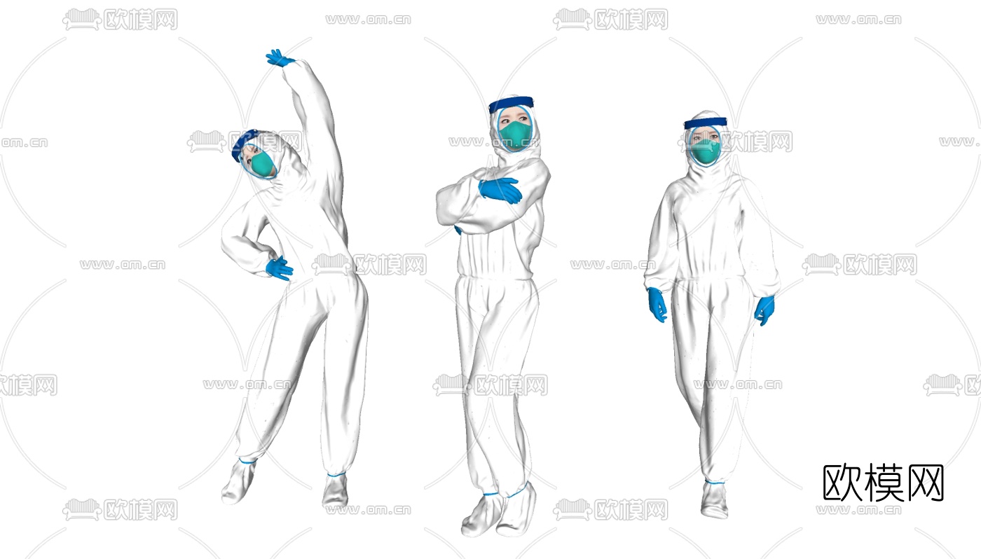 现代防疫服医生护士su模型