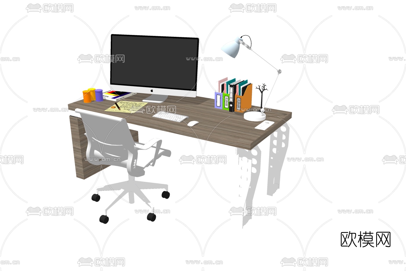现代书桌椅su模型下载