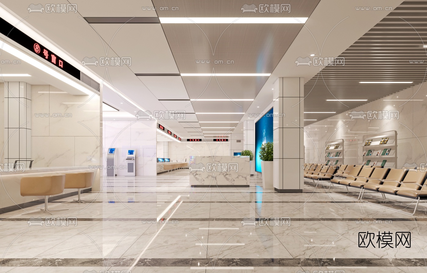 现代行政服务大厅3d模型下载（渲染图1）