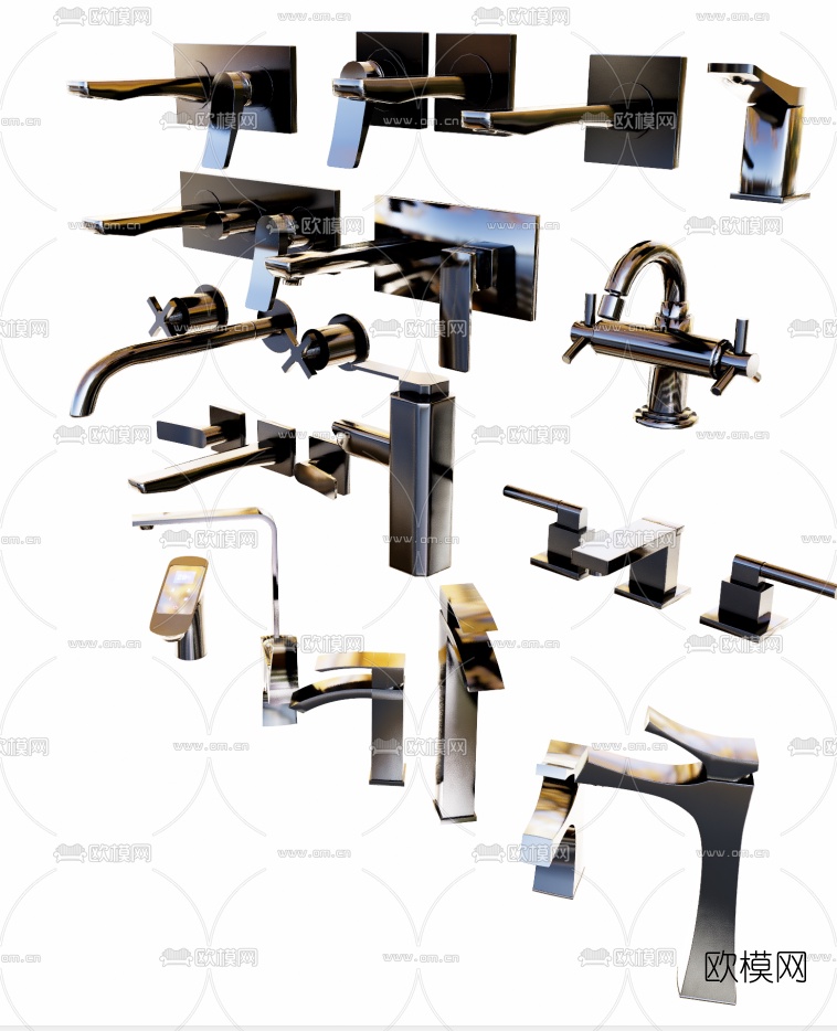 现代金属水龙头su模型下载（渲染图1）