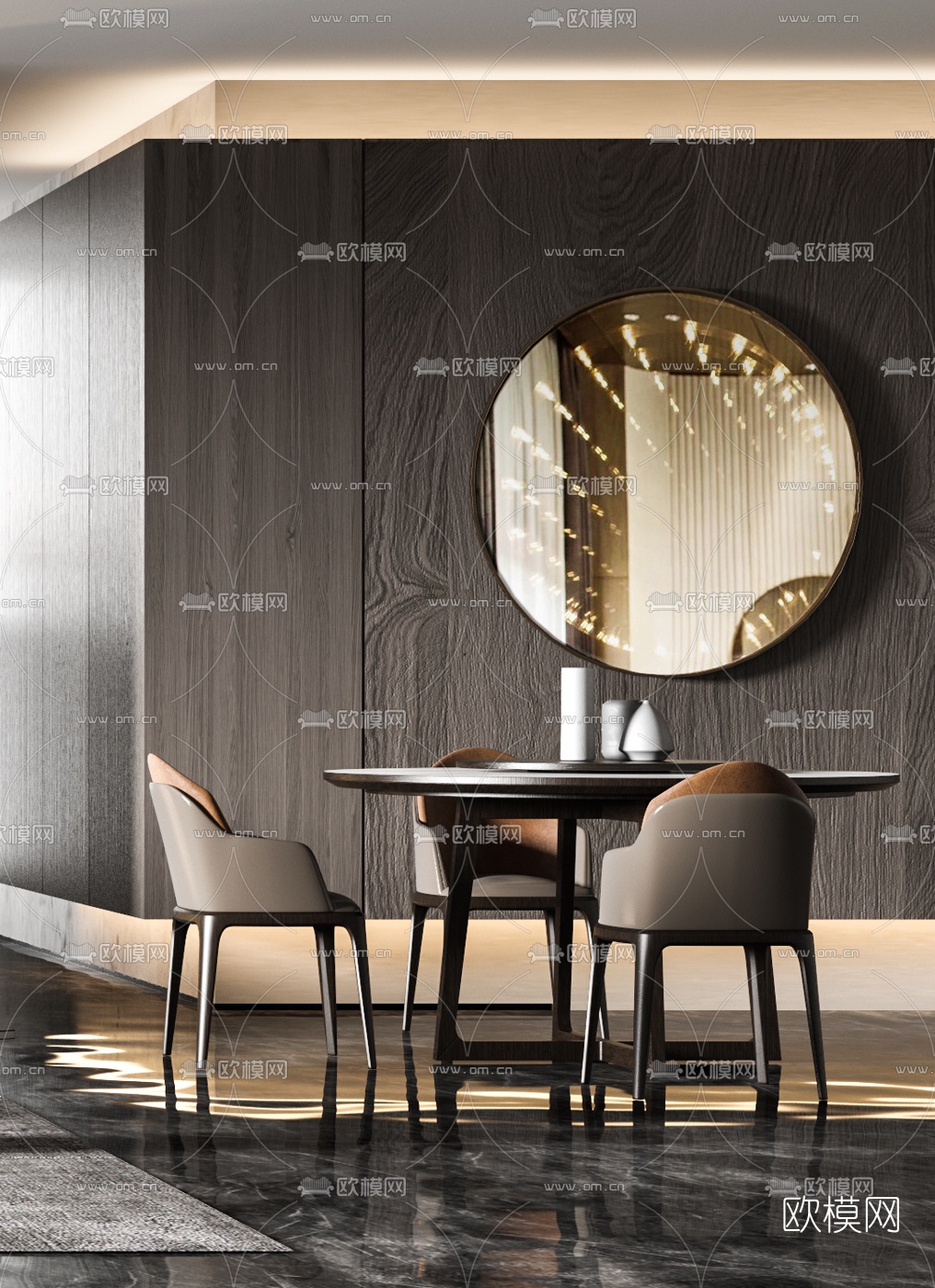 现代布艺转角沙发组合3d模型下载（渲染图3）