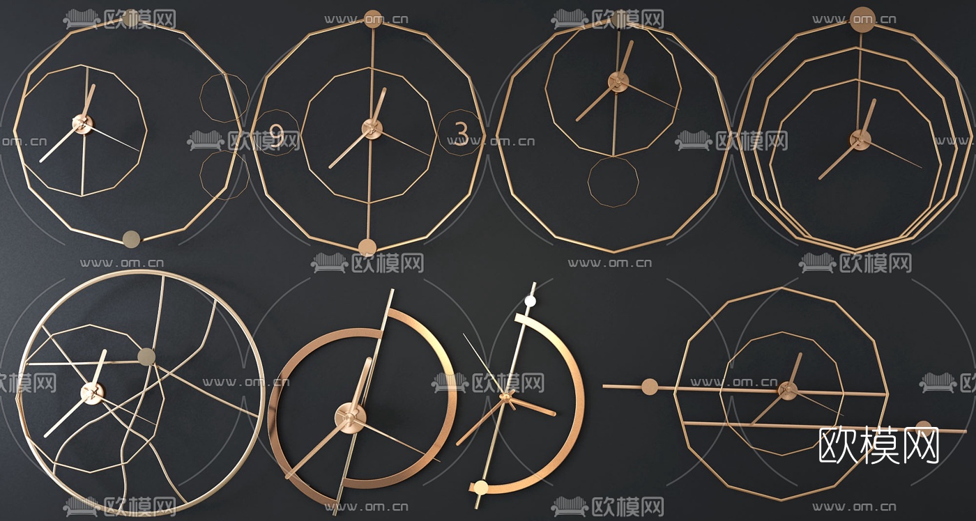现代金属框架挂钟3d模型