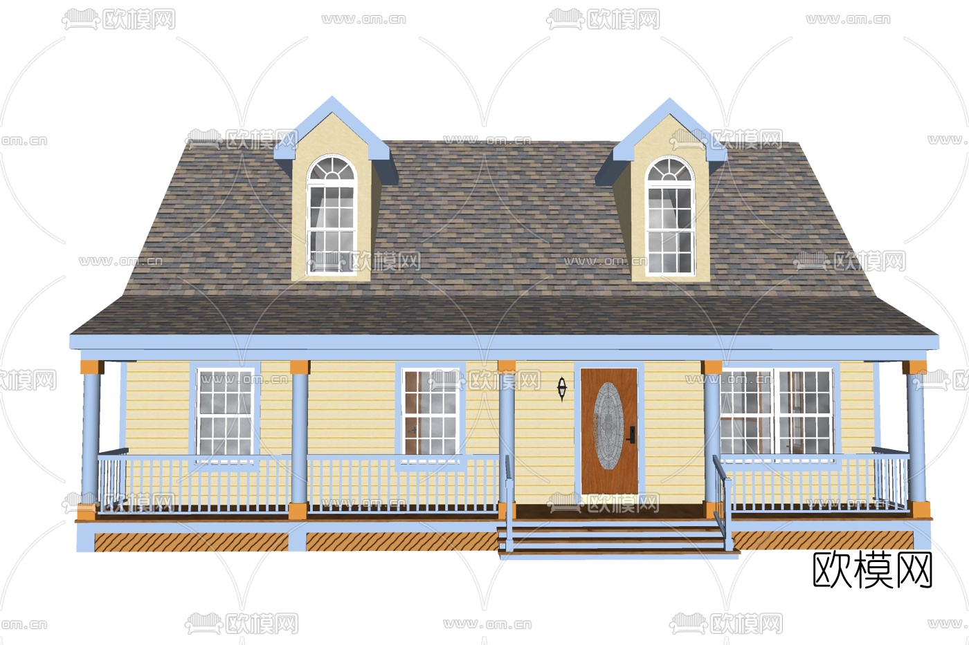 简欧独栋别墅外观su模型下载