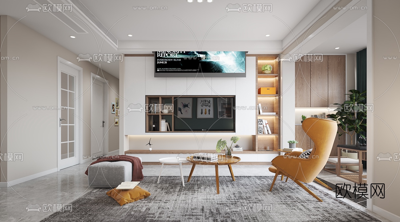 北欧客厅餐厅3d模型