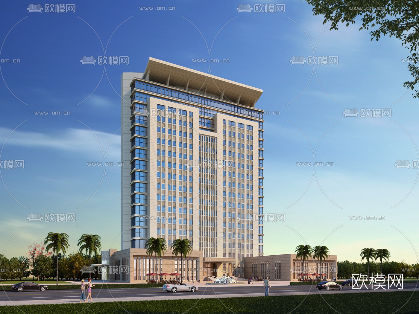 现代酒店外观3d模型