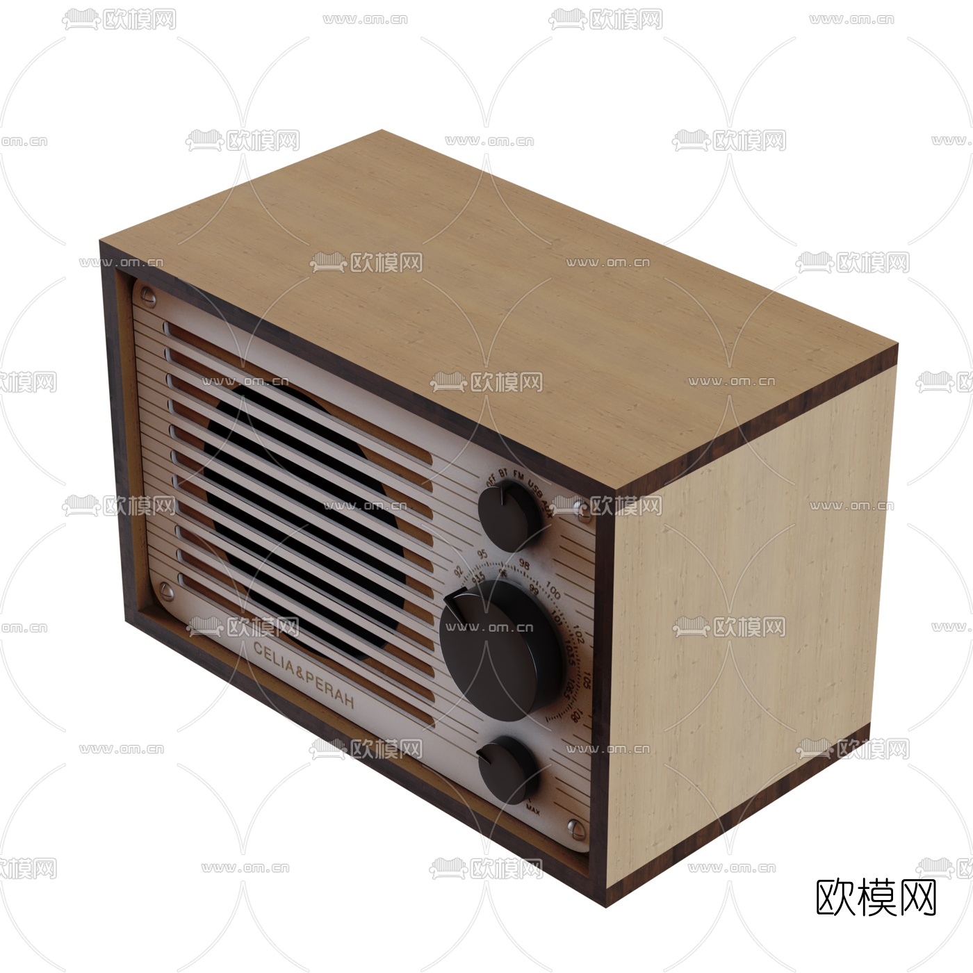 北欧复古收音机3d模型下载（渲染图2）