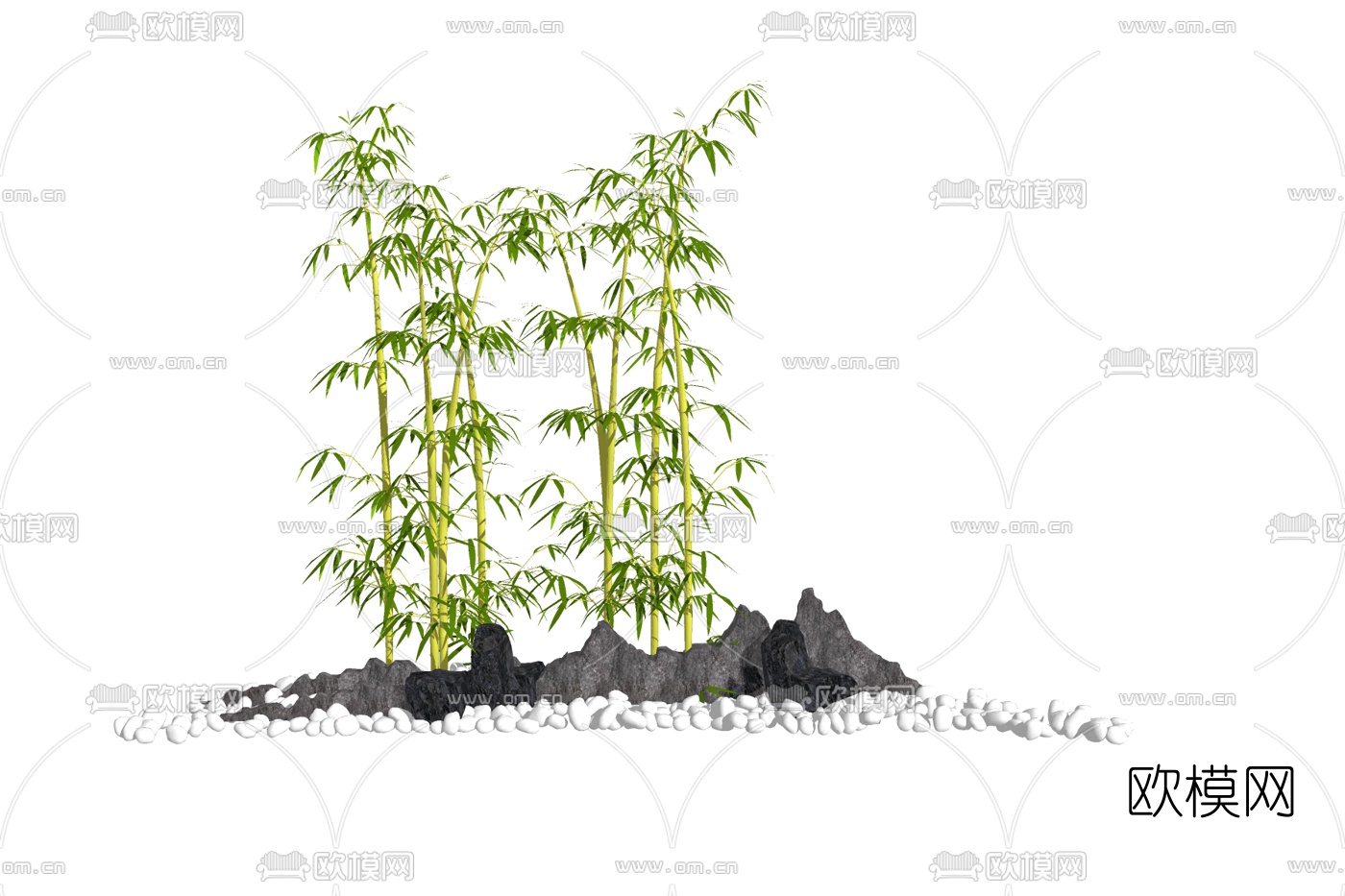 现代竹子su模型下载