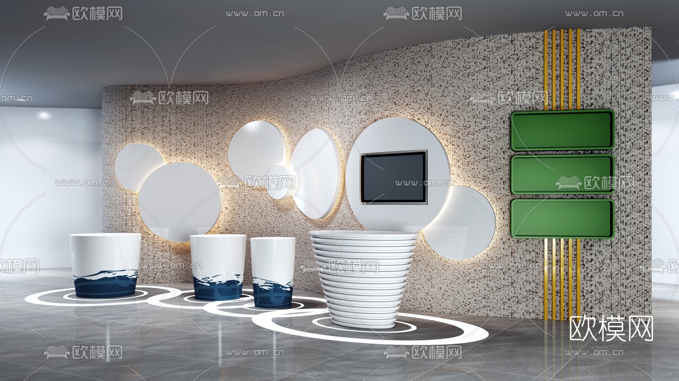 现代展厅岛柜咨询台3d模型