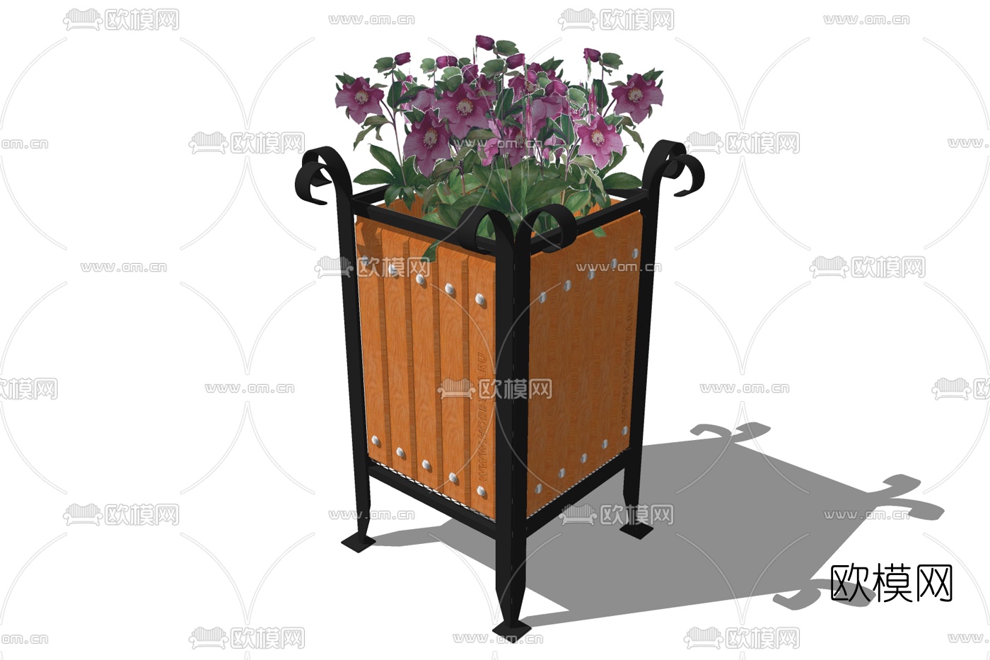 欧式花箱盆栽su模型下载