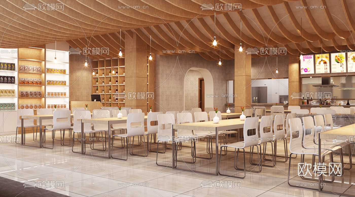 现代快餐店3d模型下载（渲染图2）