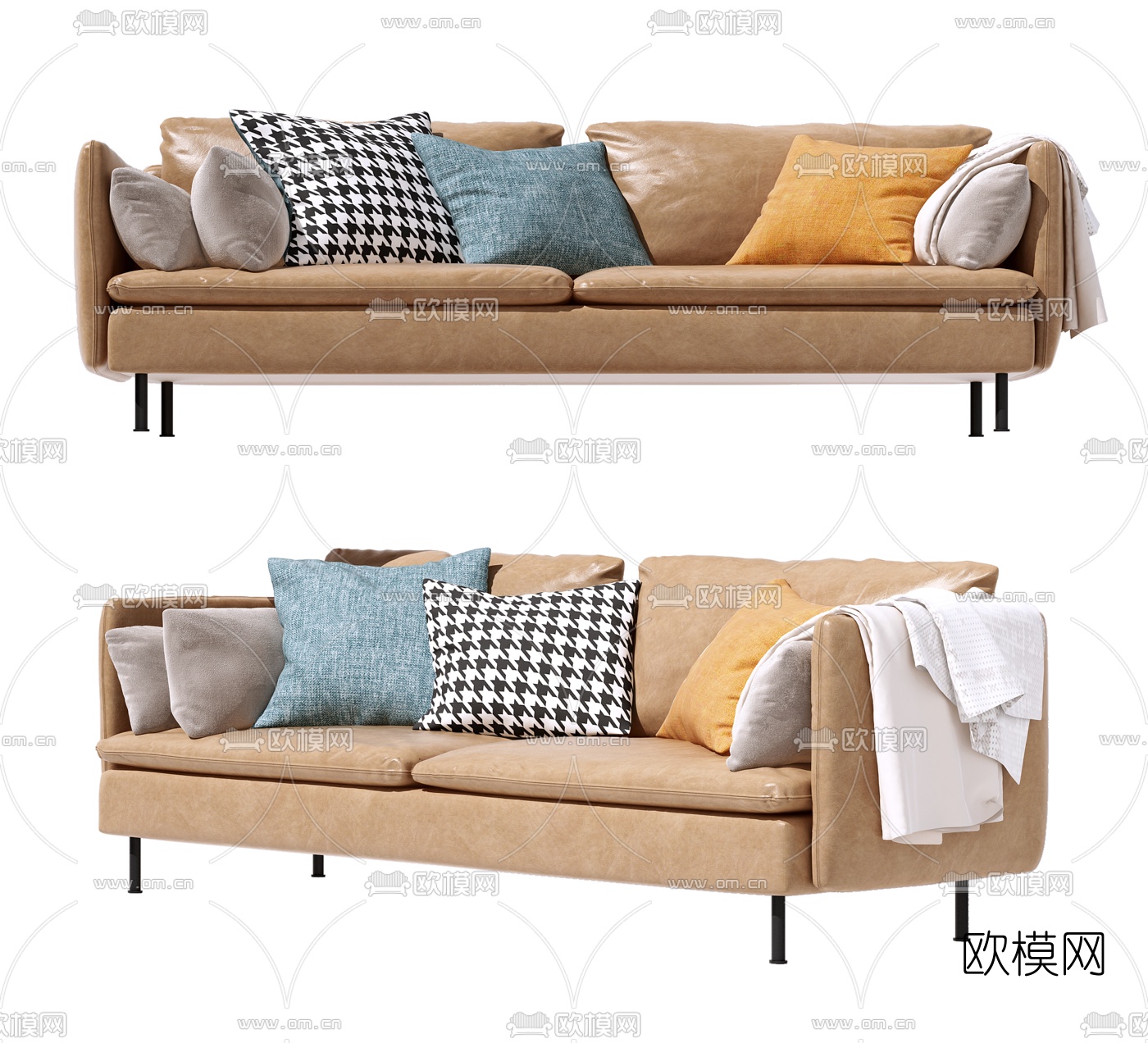 现代布艺双人沙发3d模型下载