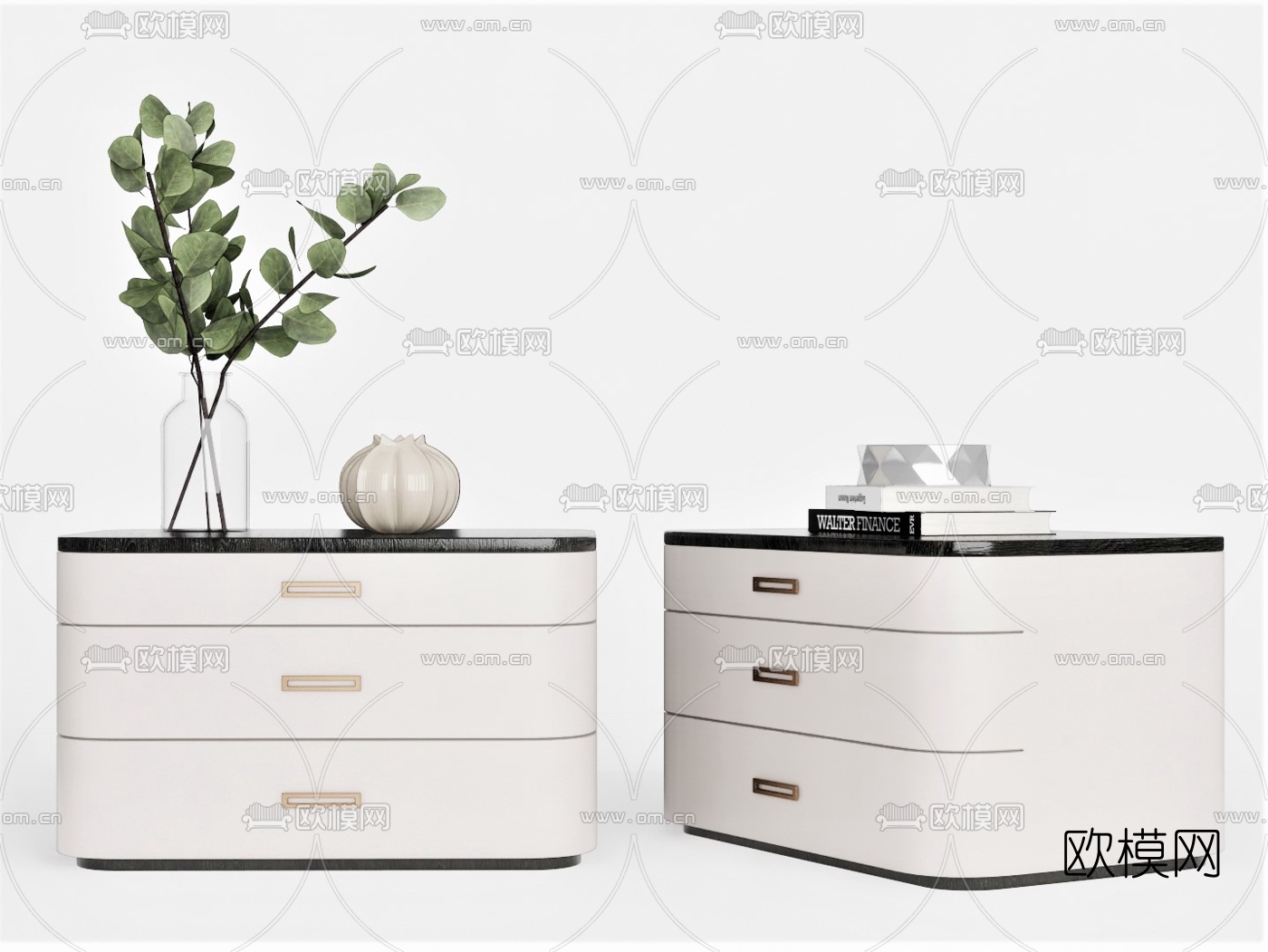 现代轻奢床头柜su模型下载（渲染图1）