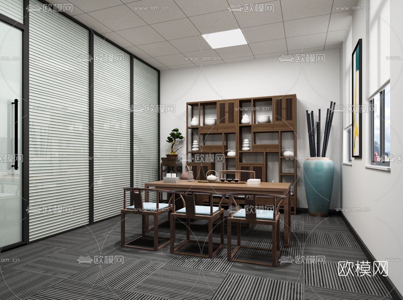 现代茶室免费3d模型下载