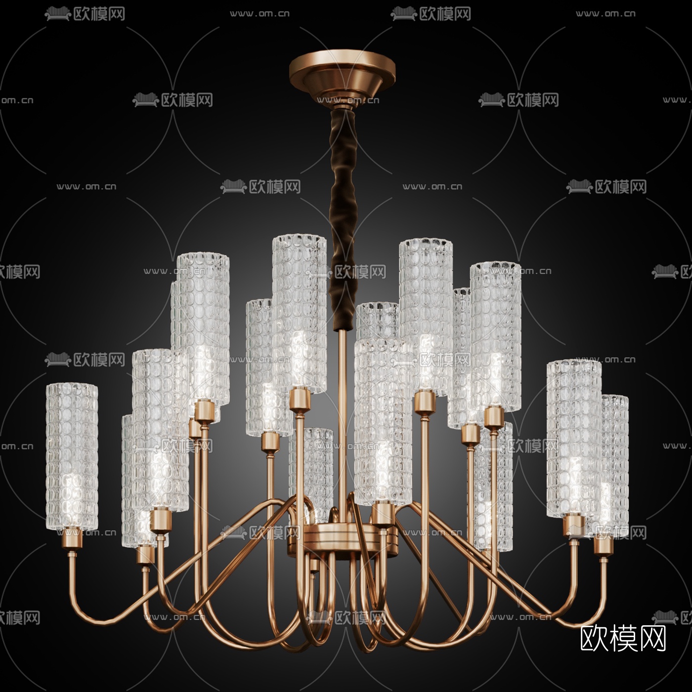 现代轻奢吊灯组合3d模型下载（渲染图5）