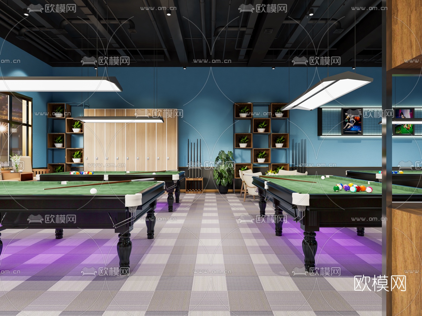 现代台球俱乐部3d模型下载（渲染图2）