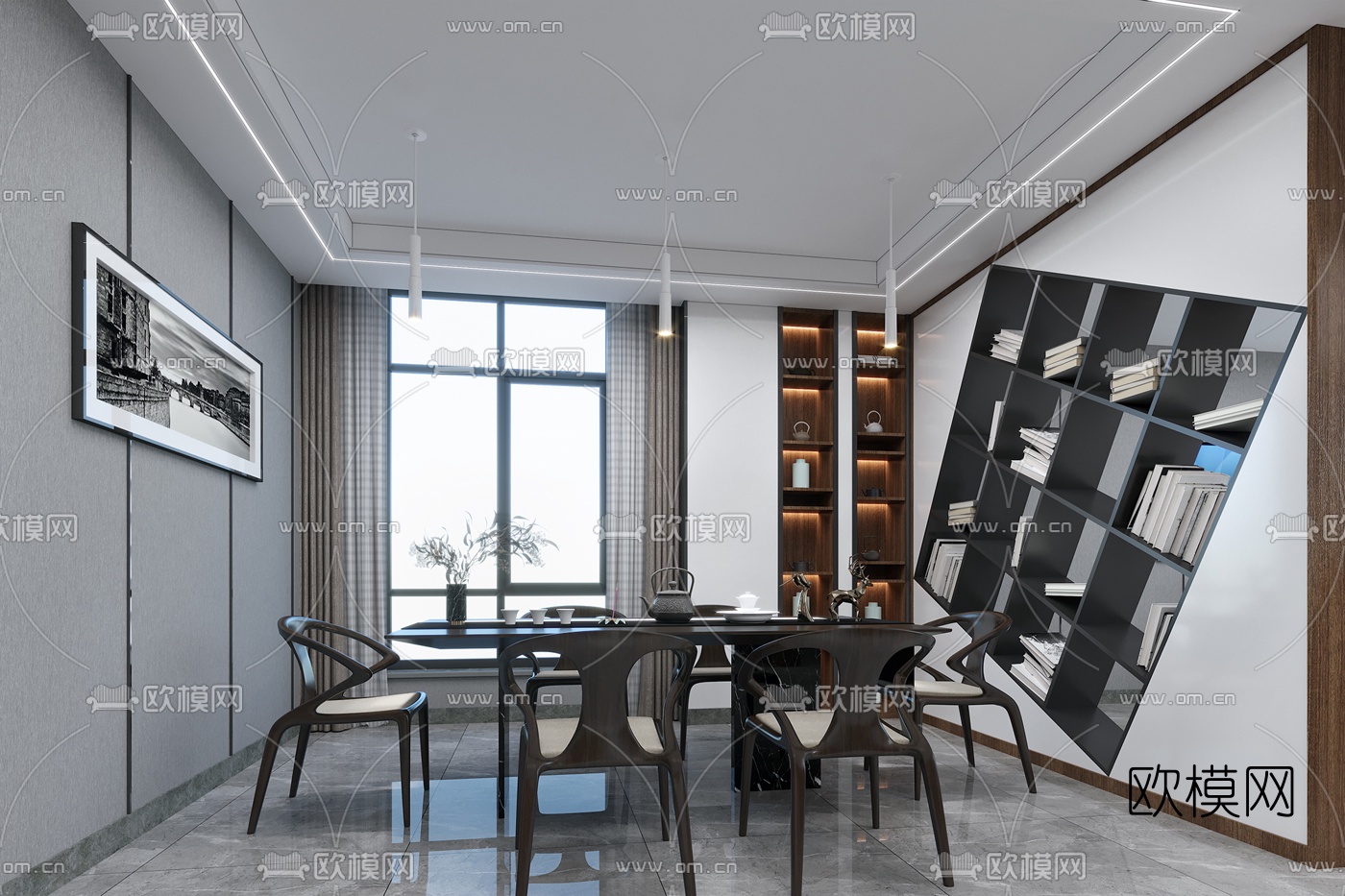 现代总经理办公室3d模型