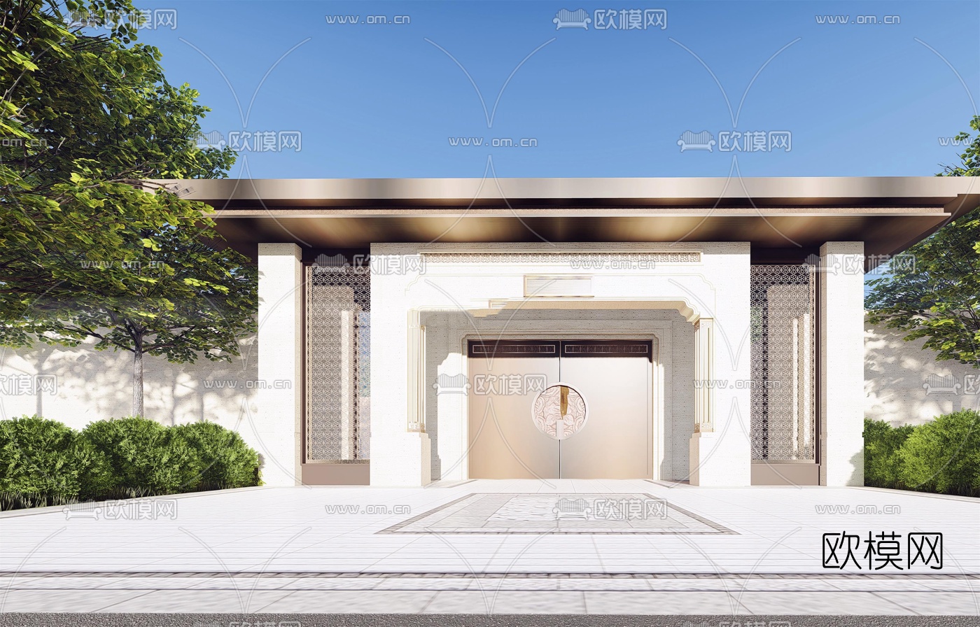 现代售楼处建筑外观su模型下载（渲染图3）