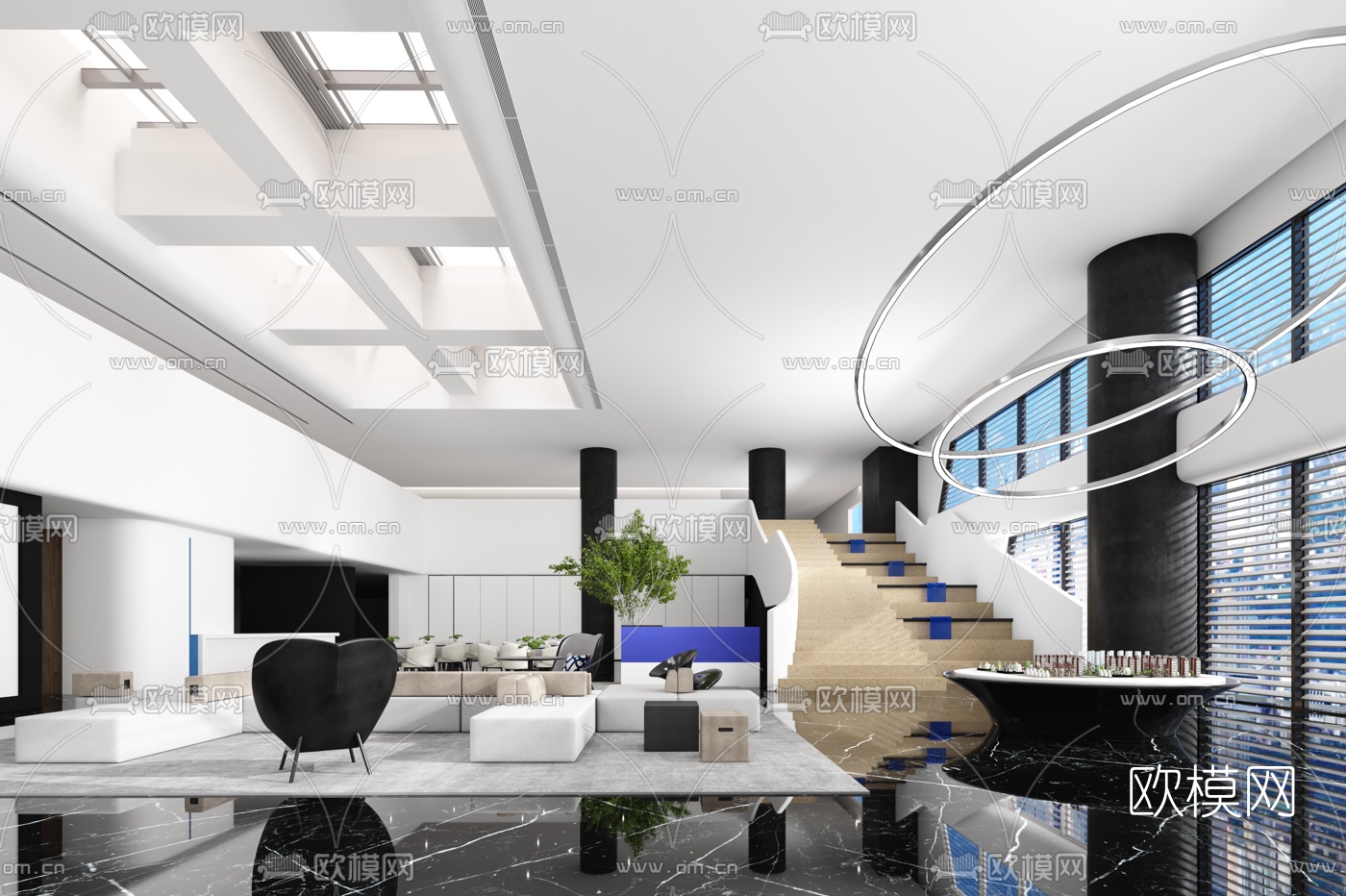 于强设计 南昌万科·万创科技城售楼处3d模型下载（渲染图1）