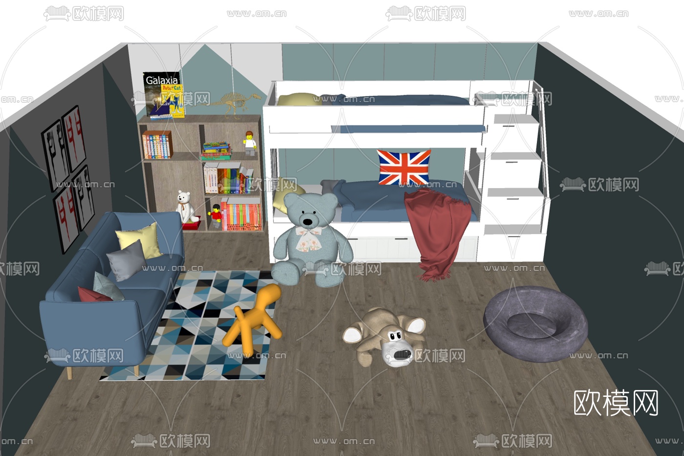 北欧儿童房su模型下载