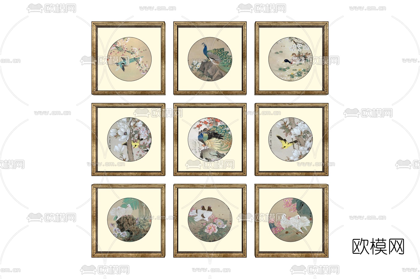 新中式挂画免费su模型下载