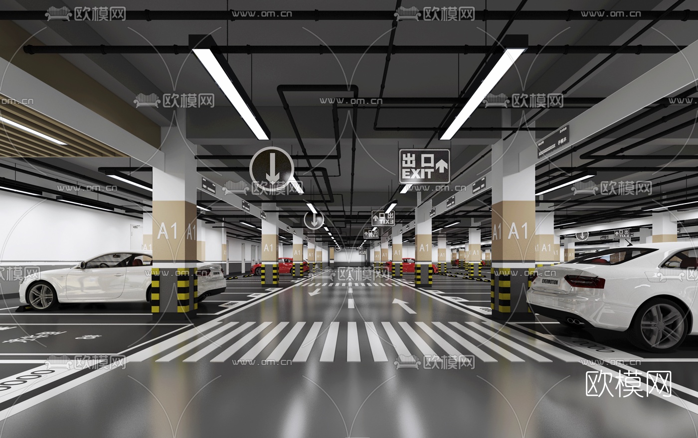 现代地下停车场3d模型