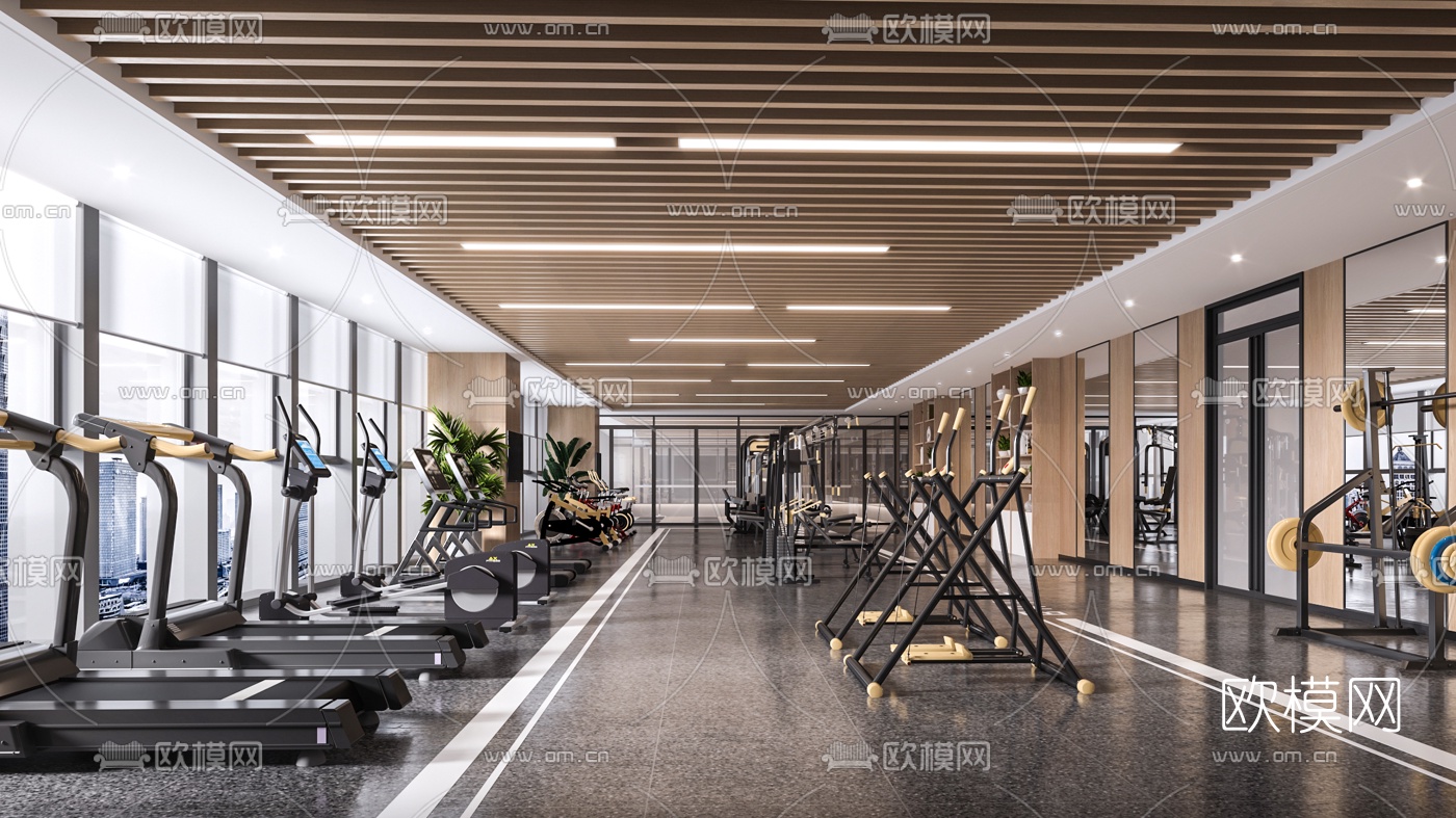 现代健身房3d模型下载（渲染图1）