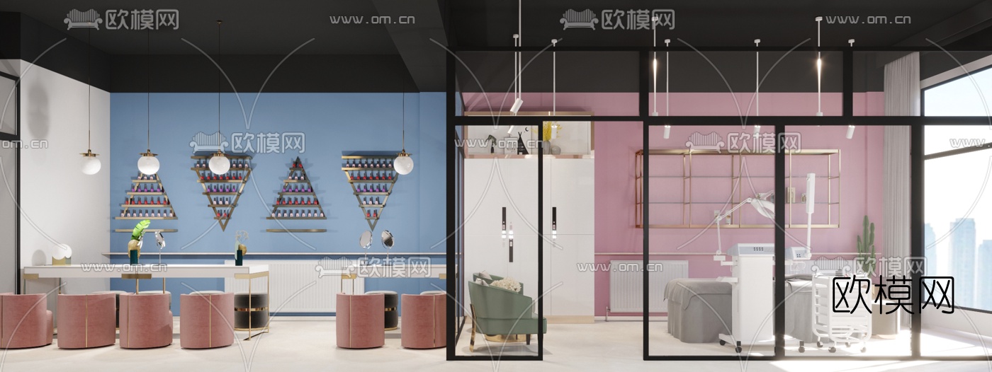 北欧美甲美容店3d模型下载（渲染图2）