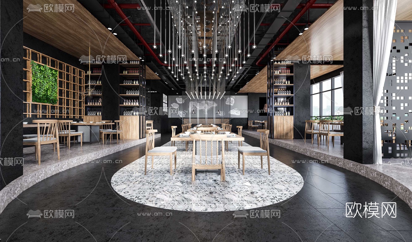 工业风中餐厅3d模型