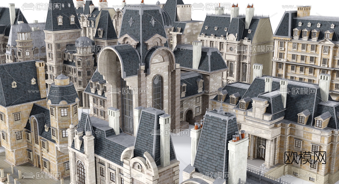 欧式楼房建筑构件3d模型