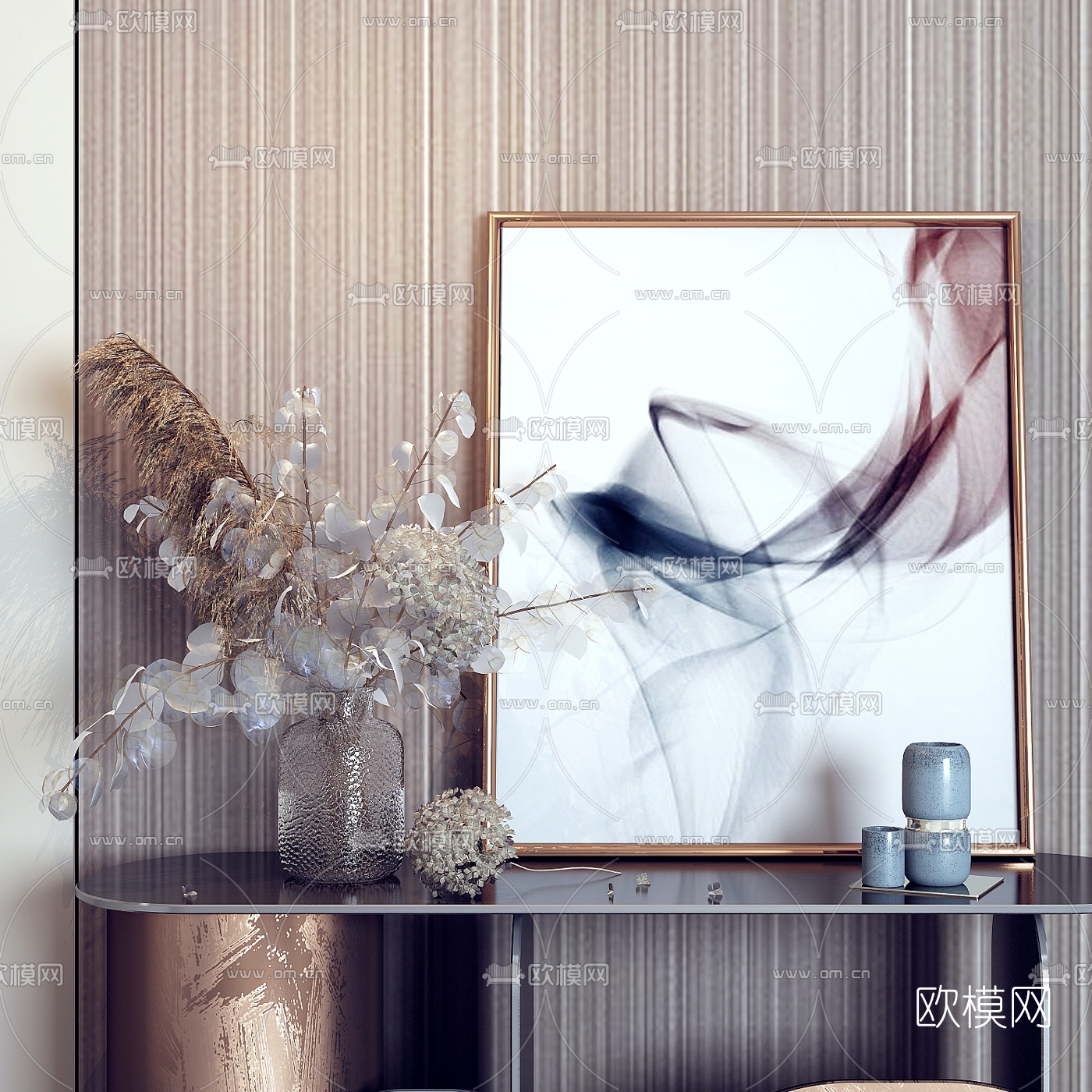 后现代玄关端景条案3d模型下载（渲染图2）