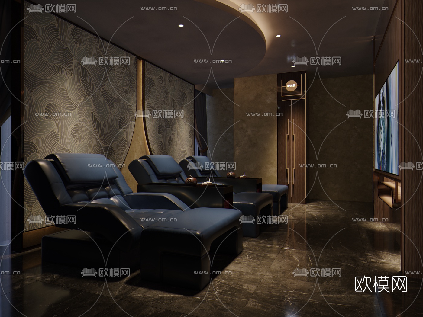 新中式足浴包厢免费3d模型