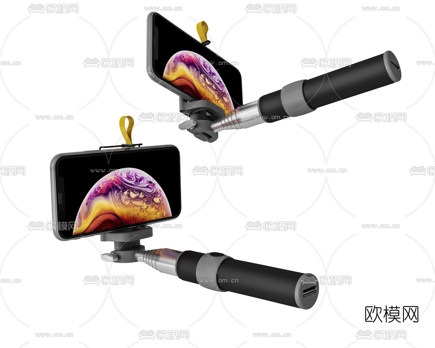 现代简约手机自拍杆3d模型下载