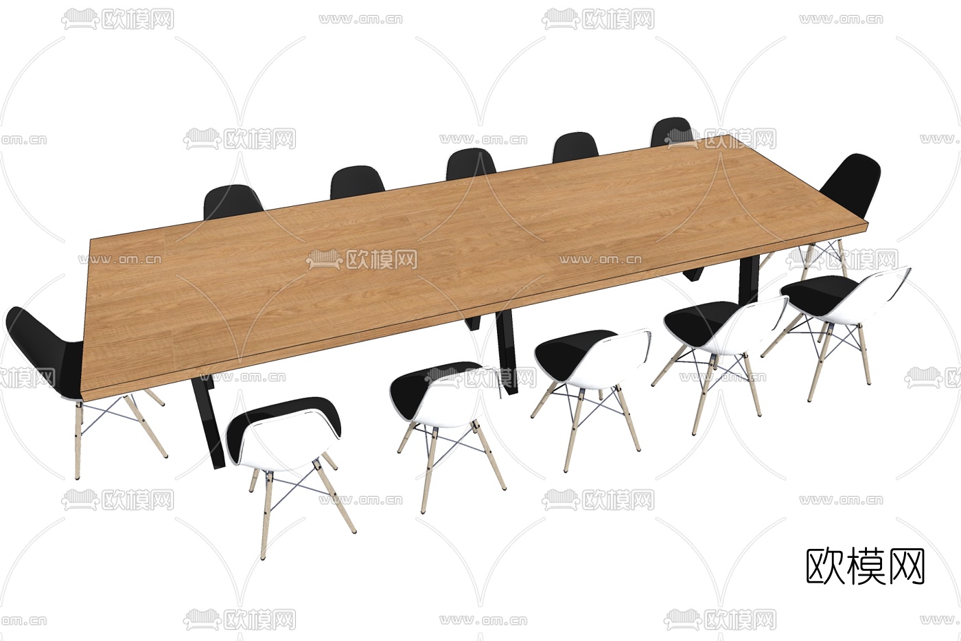 现代会议桌椅免费su模型下载