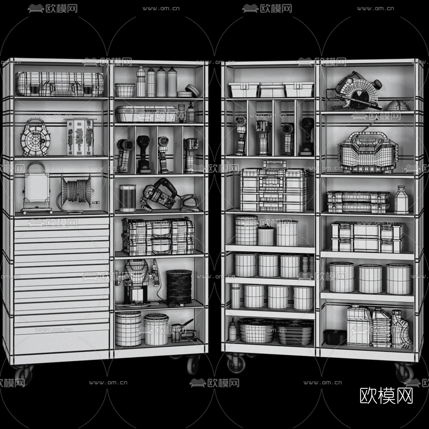 工业风汽车修理工具设备3d模型