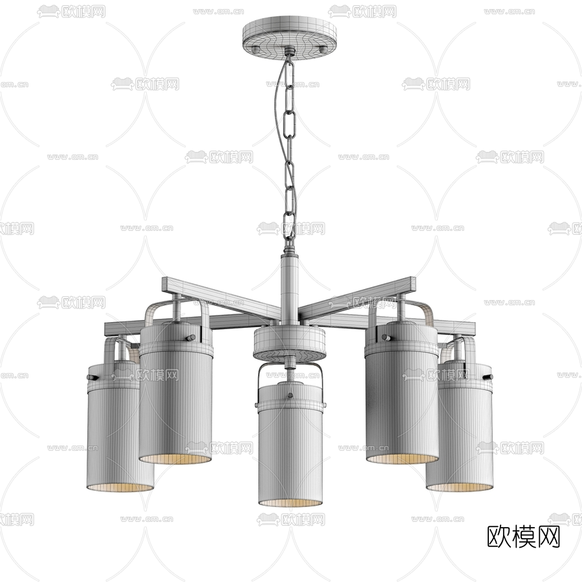 现代金属多头吊灯3d模型下载(渲染图2)