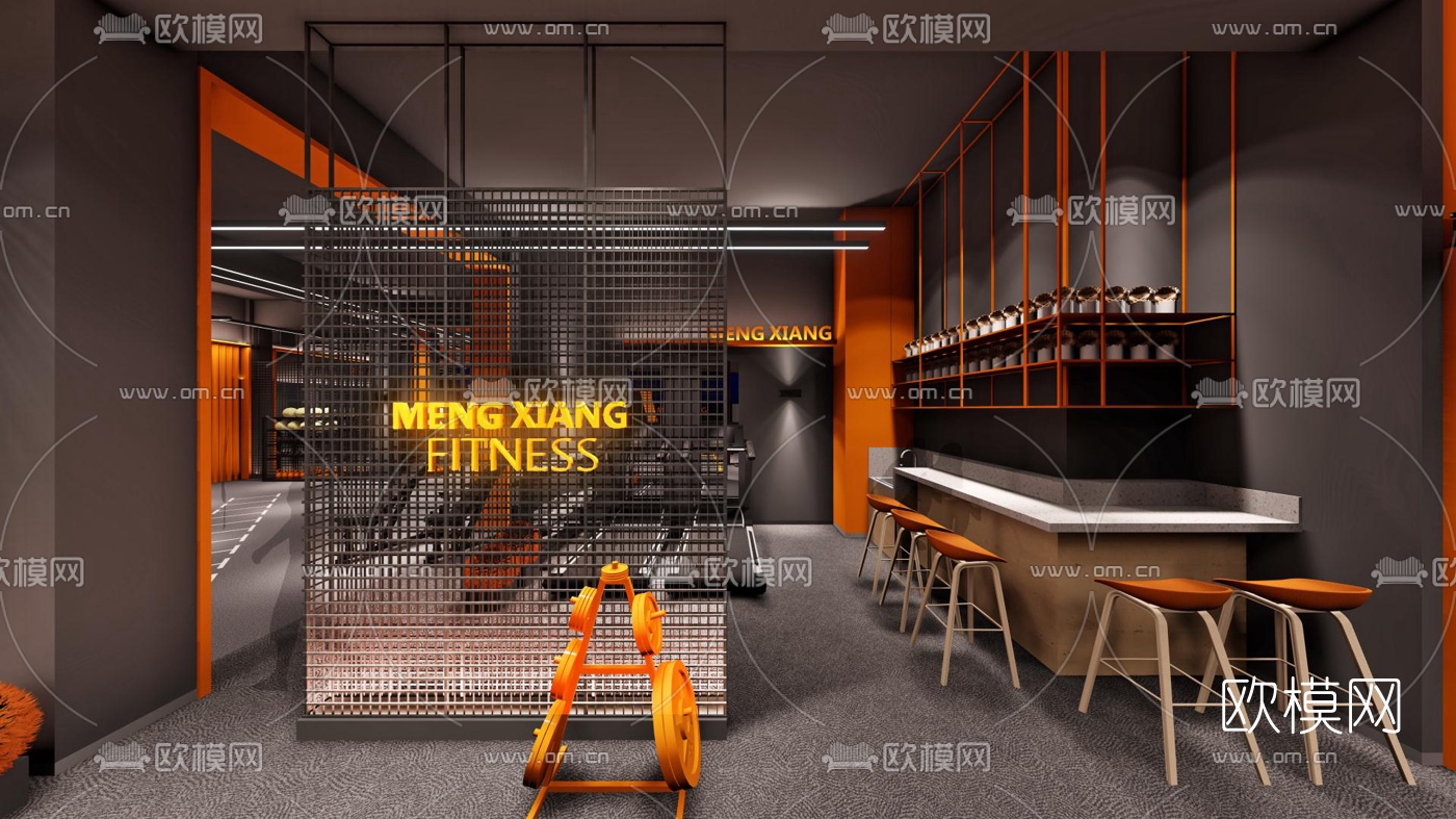 工业风健身房su模型下载（渲染图1）