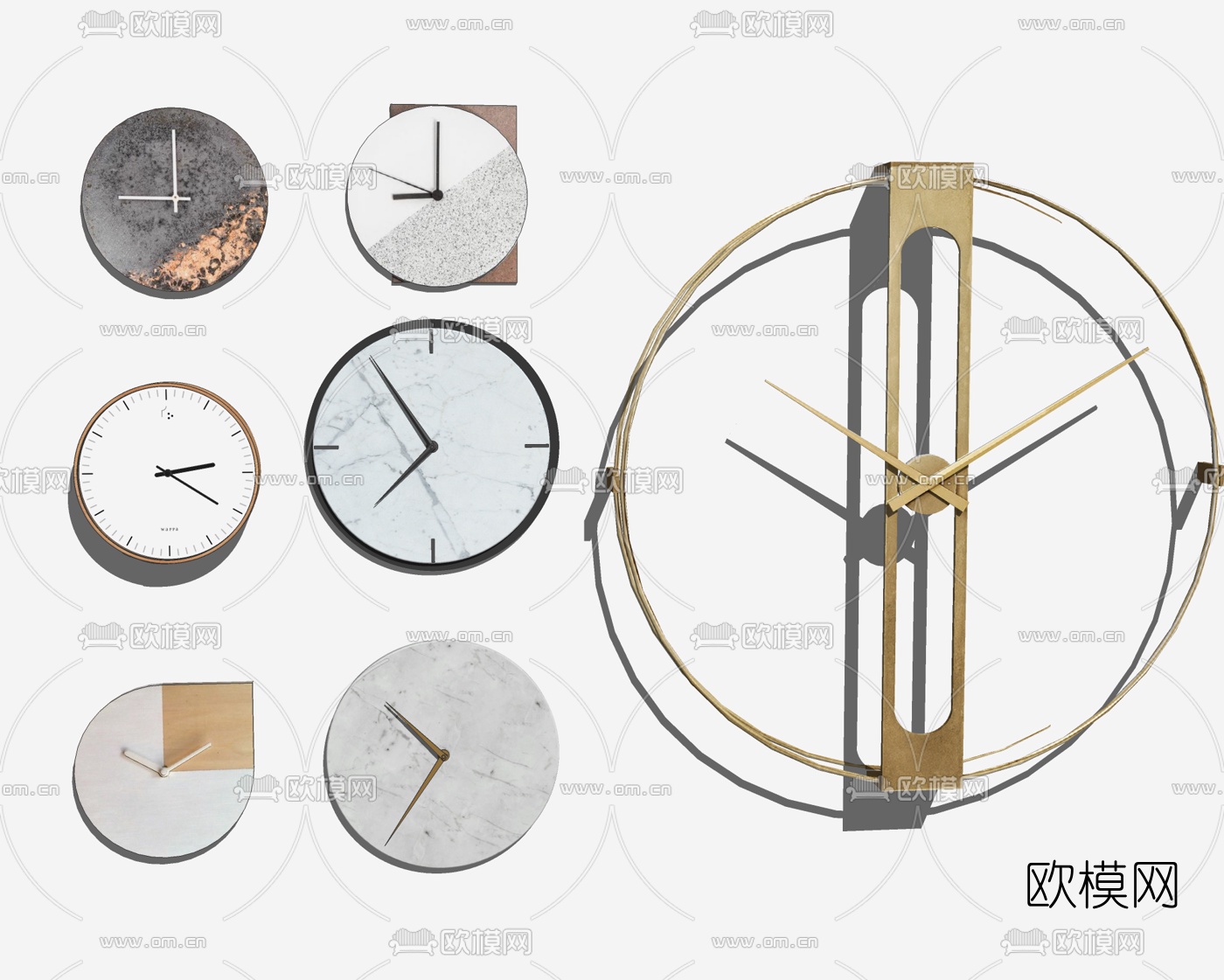 现代金属装饰挂钟su模型下载