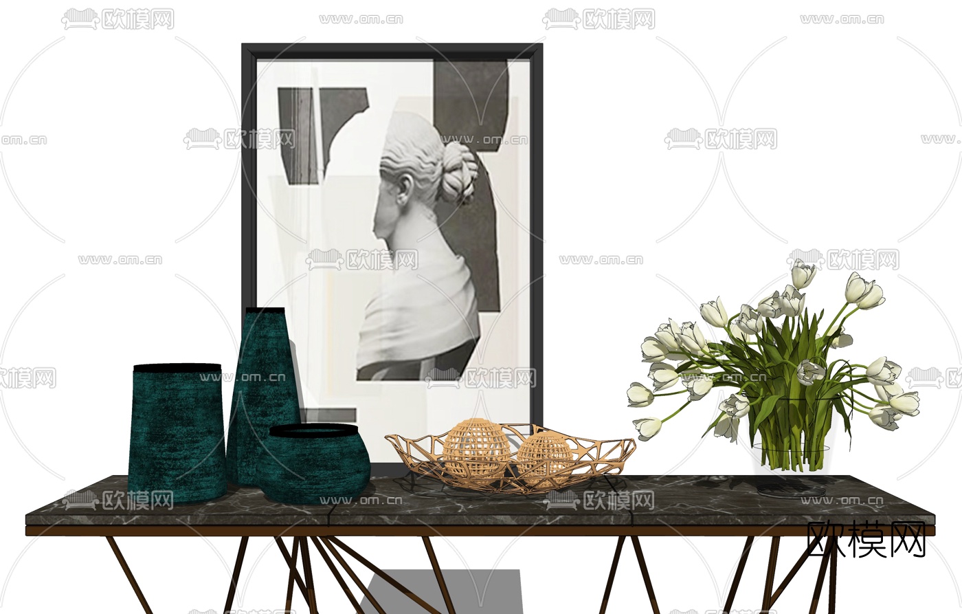 现代大理石端景台su模型下载