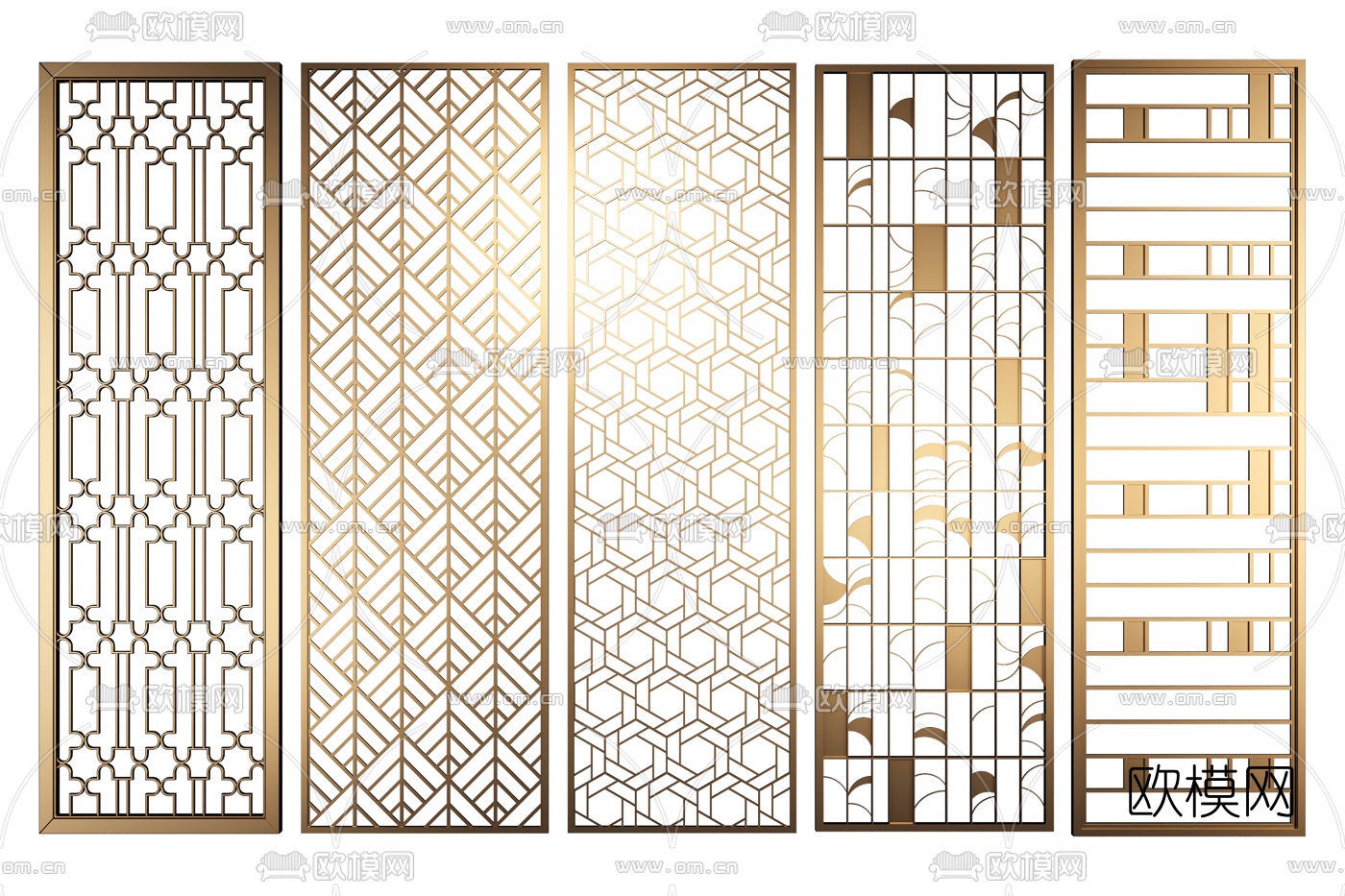 现代金属屏风隔断3d模型下载