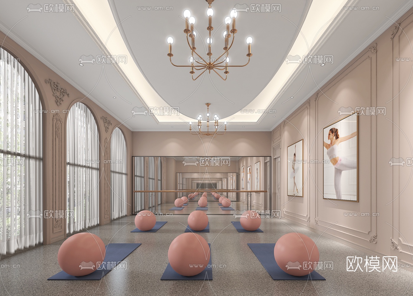 简欧瑜伽室3d模型