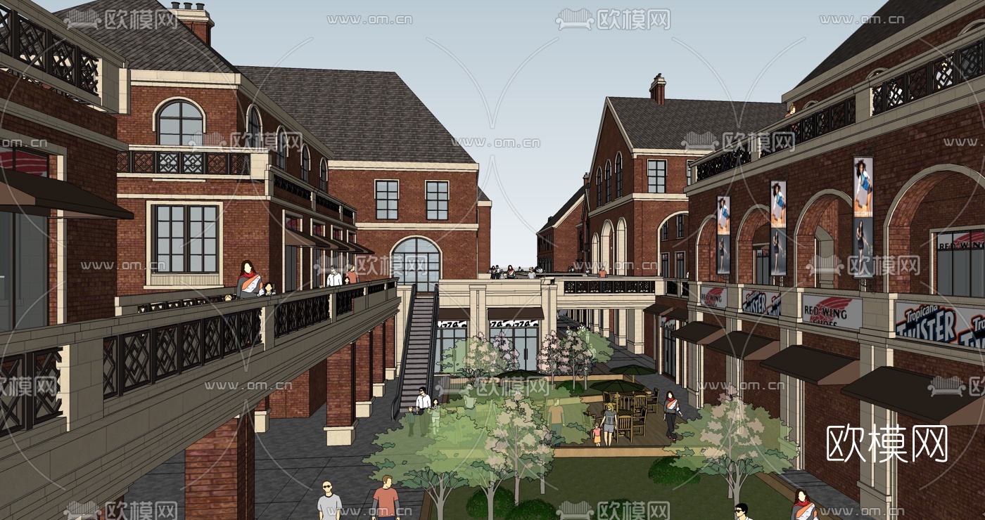 欧式商业街su模型下载（渲染图6）