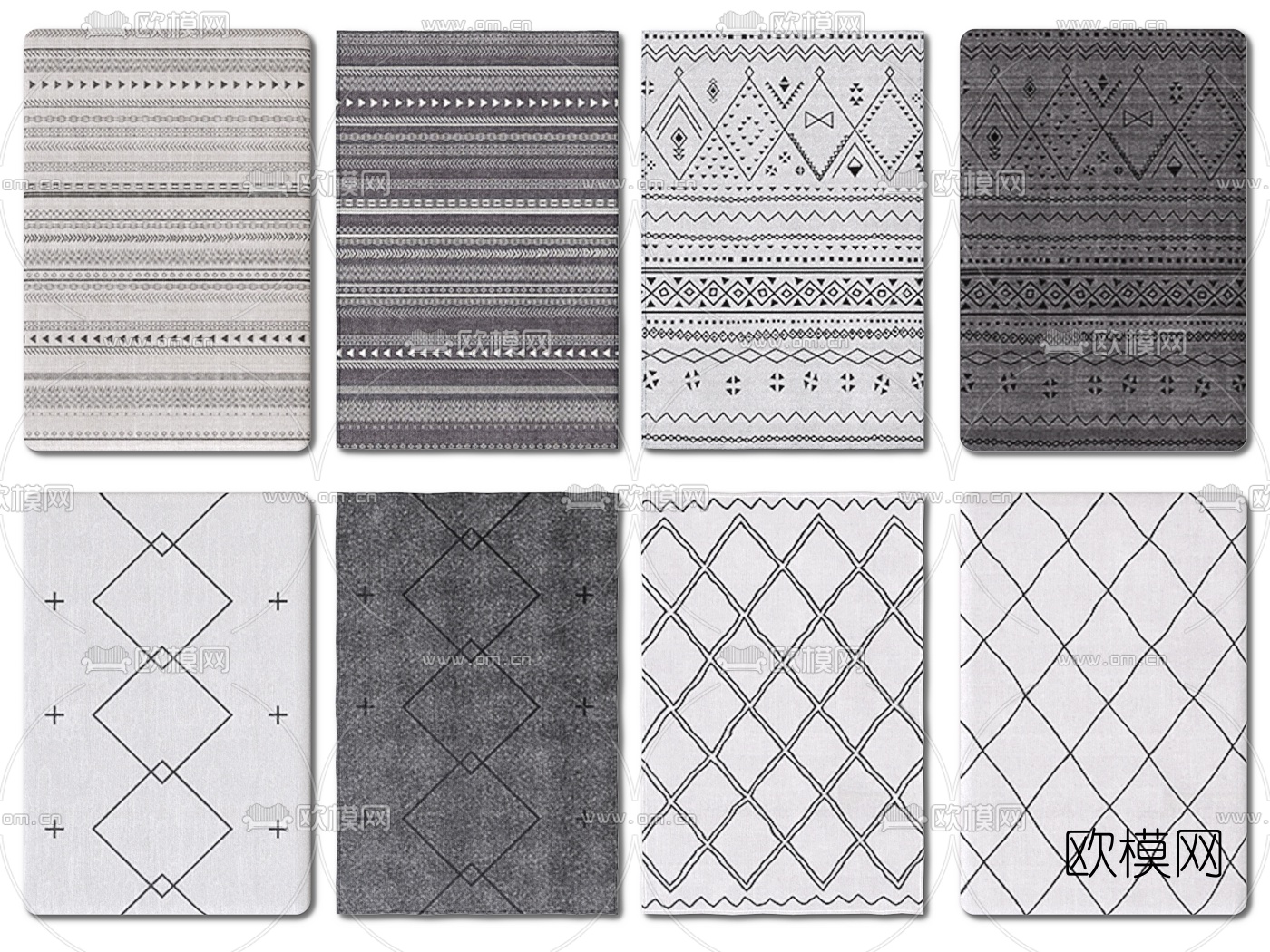 现代几何线条地毯3d模型下载