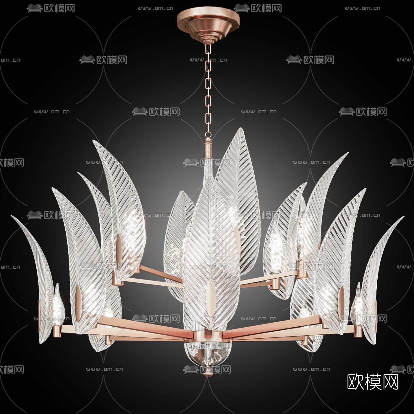 现代轻奢吊灯组合3d模型下载（渲染图4）